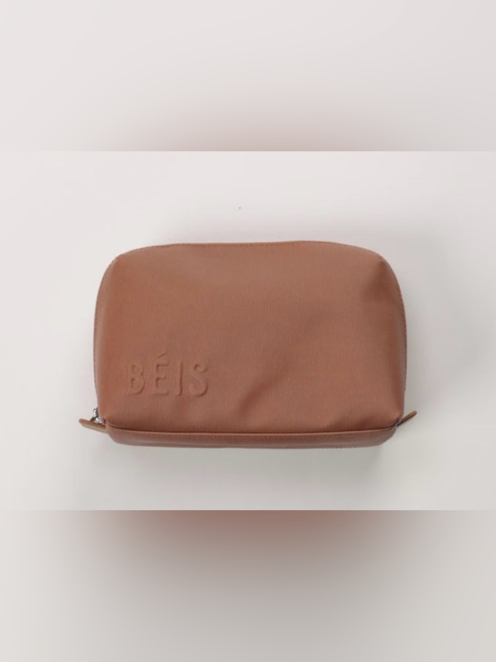 beis small cosmetic pouch camel